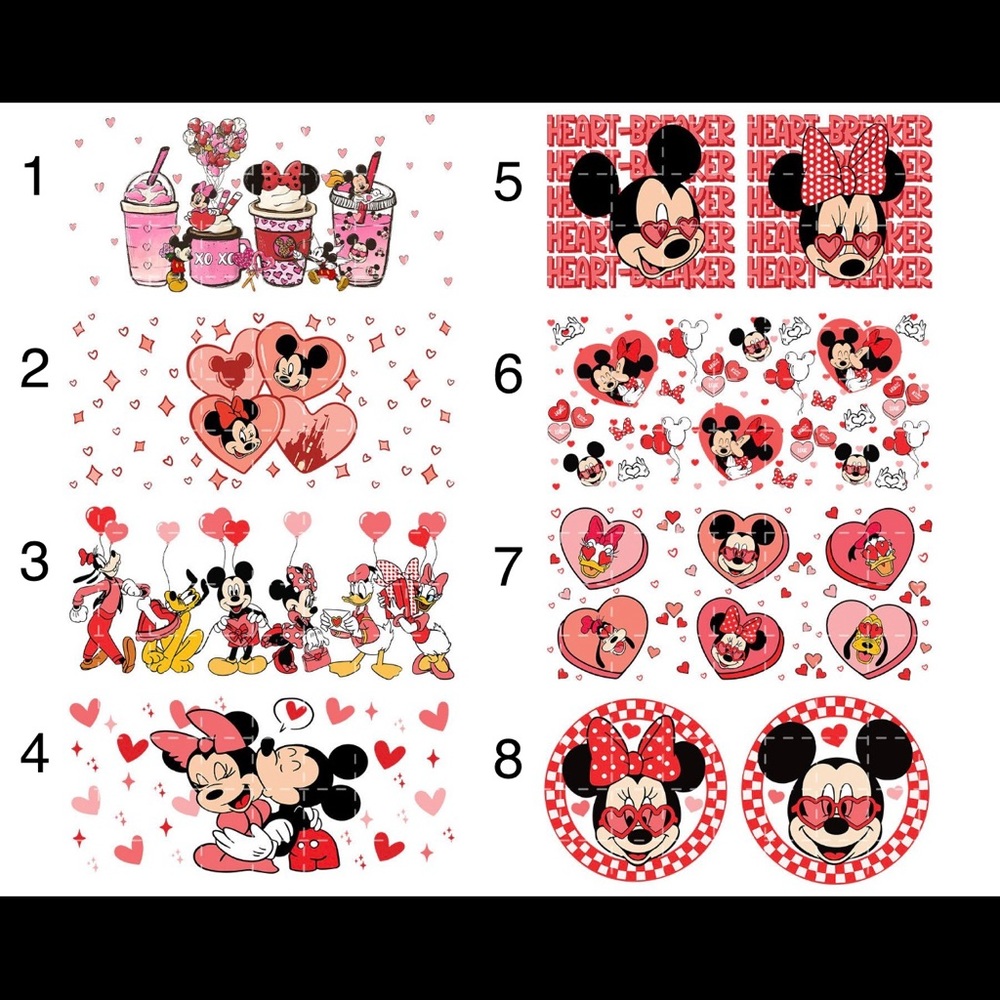 16oz Mickey & Minnies valentines frosted glass cans